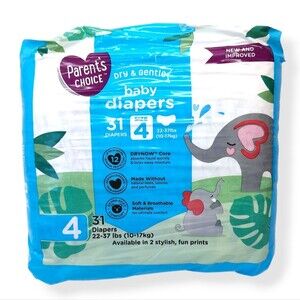 Parent's Choice Dry & Gentle Baby Diapers Size 4 31ct - NTW New & Sealed!